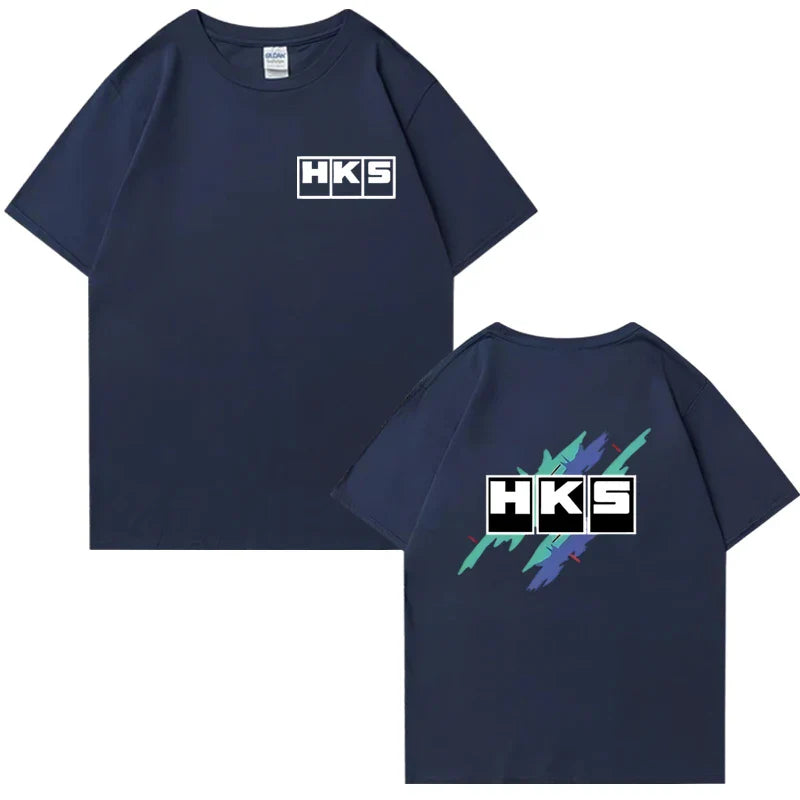 Japanese JDM Improved HKS Endless Car Graphic short sleeve t-shirts Cotton Men Women Oversized Tee shirt Double Sided Unisex Top
