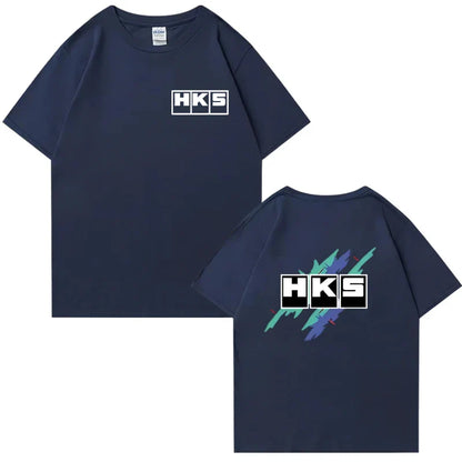 Japanese JDM Improved HKS Endless Car Graphic short sleeve t-shirts Cotton Men Women Oversized Tee shirt Double Sided Unisex Top