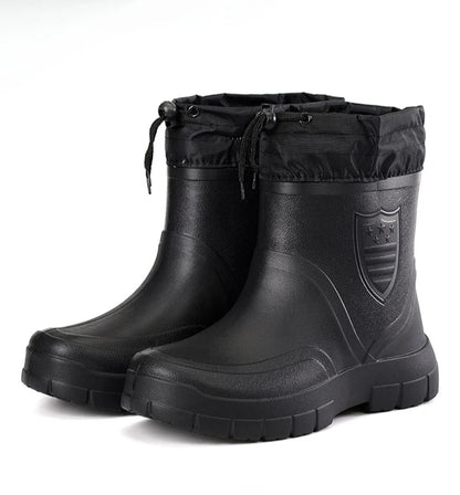 2024 Versatile Men's Rain Boots Waterproof outdoor lightweight shoe Velvet fashion short boot Casual comfort male water shoes