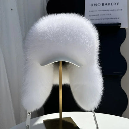 100% genuine fox fur ear-protecting hat Men real raccoon fur bomber hat Women winter warm fur real sheep leather snow hat