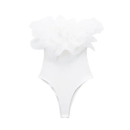 Willshela Women Fashion Ribbed Bodysuit With Organza Ruffle Vintage High Elastic Sexy y2k Female Chic Lady Tops body femme