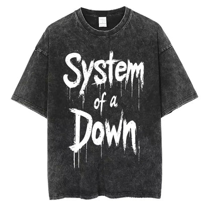System of A Down Toxicity Album Graphic Washed T-shirts Men Women Rock Oversized T Shirt Male Vintage Alternative Metal T-shirts