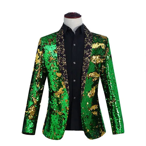 2026 New Men's Red Suit Jacket, Wedding Party Slim Dress Coat, Sequin Decoration Luxurious Blazers Blue Green Terno Masculino