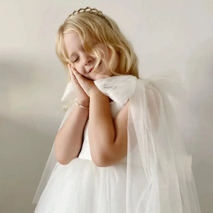 2025 Summer Toddler Baby Girls Party Dresses Girls Wedding Evening Baptism 1st Dresses Formal White Dress For Children Girls