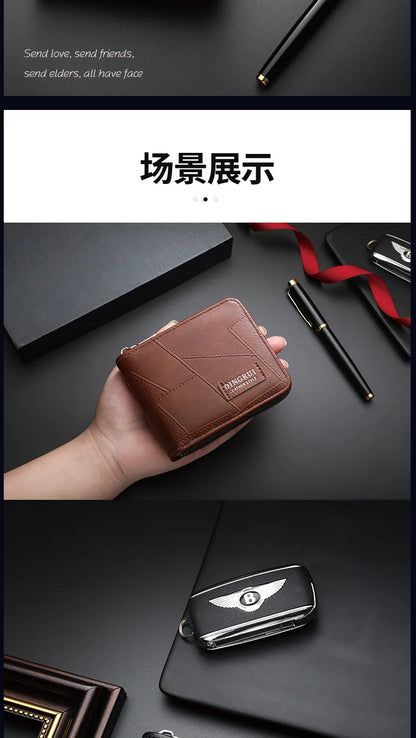 New style wallet for men and women, long single zipper handbag, fashionable and retro patchwork, large capacity purse, loose cha