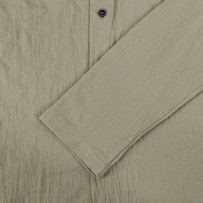 Men's Solid Color Casual Shirt, Hooded Drawstring Cotton and Linen Cardigan, Trendy and Versatile Loose Beach T-Shirt