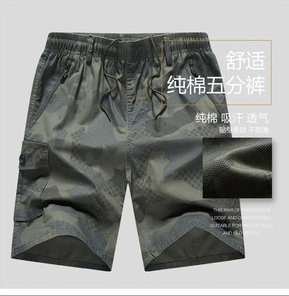 Men's Streetwear Sports Casual Shorts Big Size Loose Fit Knee Pants Man Clothes Fashion Zipper Pockets Drawstring Short Pants