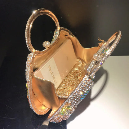Daisy Flower Rhinestone Tote Bag Crystal Women Evening Bags Luxury Designer Party Banquet Clutch Purse Fashion Diamone Handbag