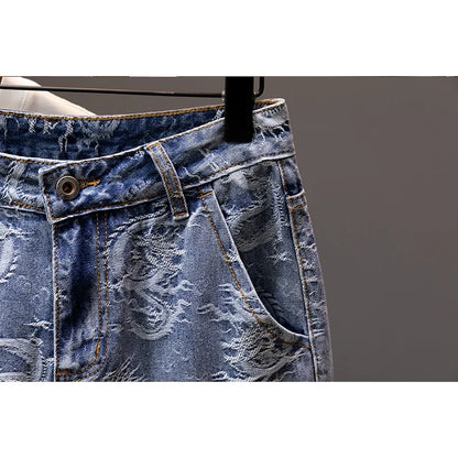 Printed Men's Clothing Denim Shorts Men Summer New Fashion Bermuda Jeans Street Wear Straight Personality Male Short Pants