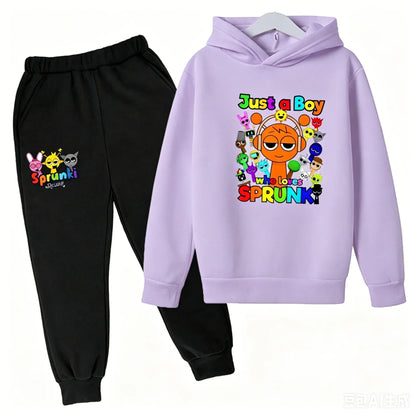 Sprunki Kids Clothes Hoodie+pants Age 2-12 Boy Girl Incredibox Anime Figures Sweatshirt Spring Autumn Pullover for Children Sets
