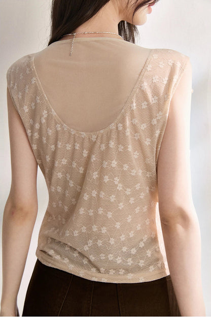 French Floral Lace Swing Neck Shirt For Women 2026 Summer New Pleated 3D Floral Ribbon Hazy Elegant Slim Top MXF24X2617