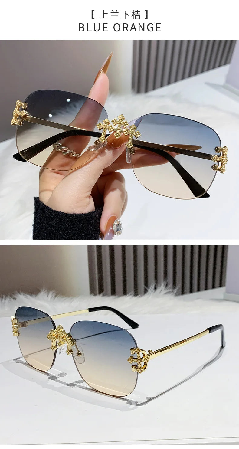 2025 New Frameless Sunglasses Women Men High-end Fashion Sunscreen Ladies Square Sun Glasses Alloy Legs Gafas De Sol UV400