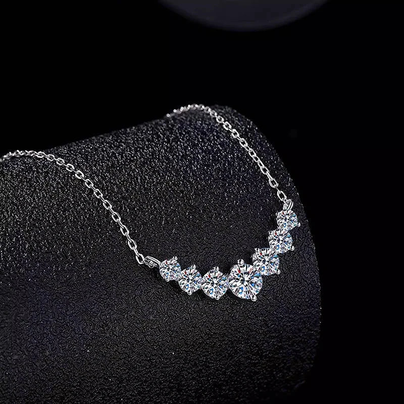 U-Smile Moissanite Necklace D VVS1 for Women D Color Sparkling Lab Diamon Luxury Necklaces 925 Sterling Silver with Certified