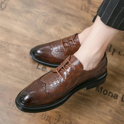 Designer Business Oxfords Formal Wedding Mens Derby Italian Original Crocodile Leather Dress Office Loafers Casual Shoes for Men