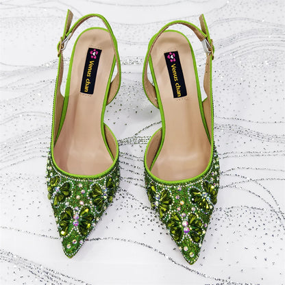 Festive Elegance: Spot Goods Dazzling Heels and Chic Long Bag Clutch Perfect Combination Of Shoes And Bag for Special Occasions