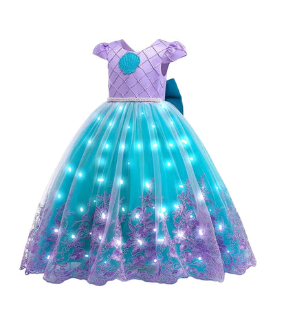 2025 Evening Party Girls LED Lights Elsa Anna Kids Princess Dress Coslplay Halloween Luminous Prom Gowns