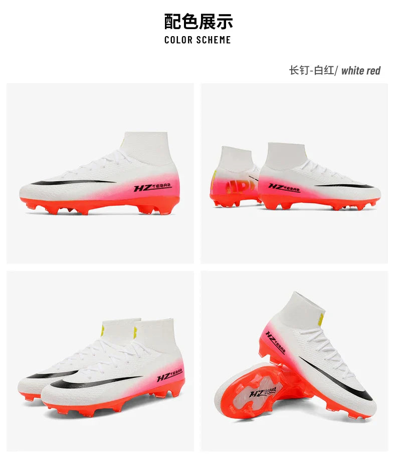 New Men Soccer Shoes Breathable Cleats Football Boots Training Boys Long Spikes Adult Outdoor Sport Non Slip Match Comfortable