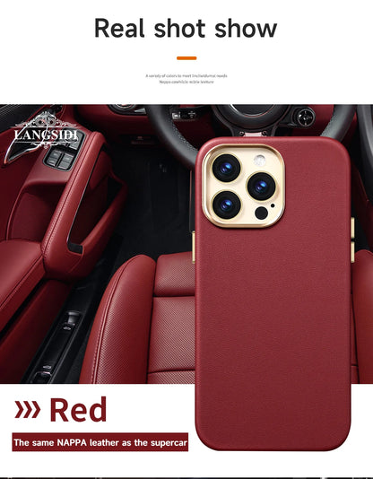 جراب هاتف جلدي أصلي مغناطيسي من LANGSIDI لهاتف iPhone 12 13 14 Pro 14 Plus 14pro شحن لاسلكي لجراب Magsafe
