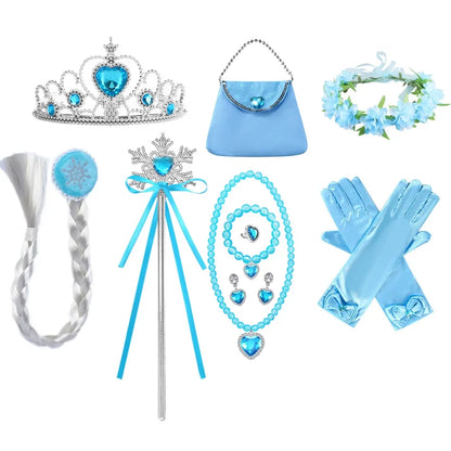 Elsa Dress for Girls Elsa Costume Snow Queen Anna Dress Cosplay Birthday Party Children Kids Carnival Girl Halloween Costume