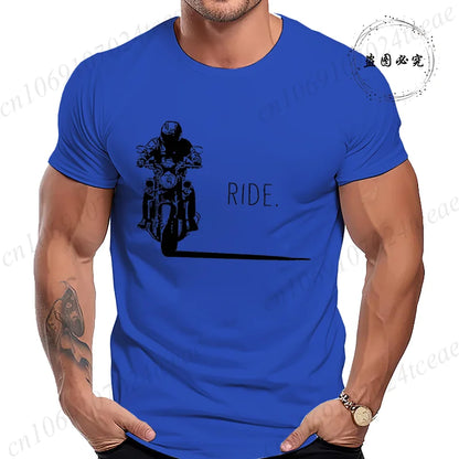 Men's Casual Motorcycle Graphic T-Shirts Man Street Summer Harajuku Tshirt Motorbike Racer Vintage Retro Bike T-Shirts Top Gift