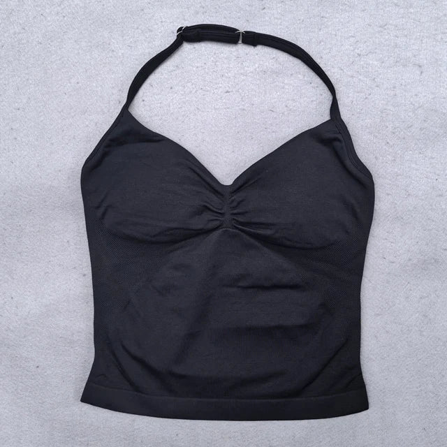 2 Pieces Yoga Set Women Backless Halter Tops High Waist Seamless Shorts Gym Suit Fitness Clothes Sportswear Workout Sets
