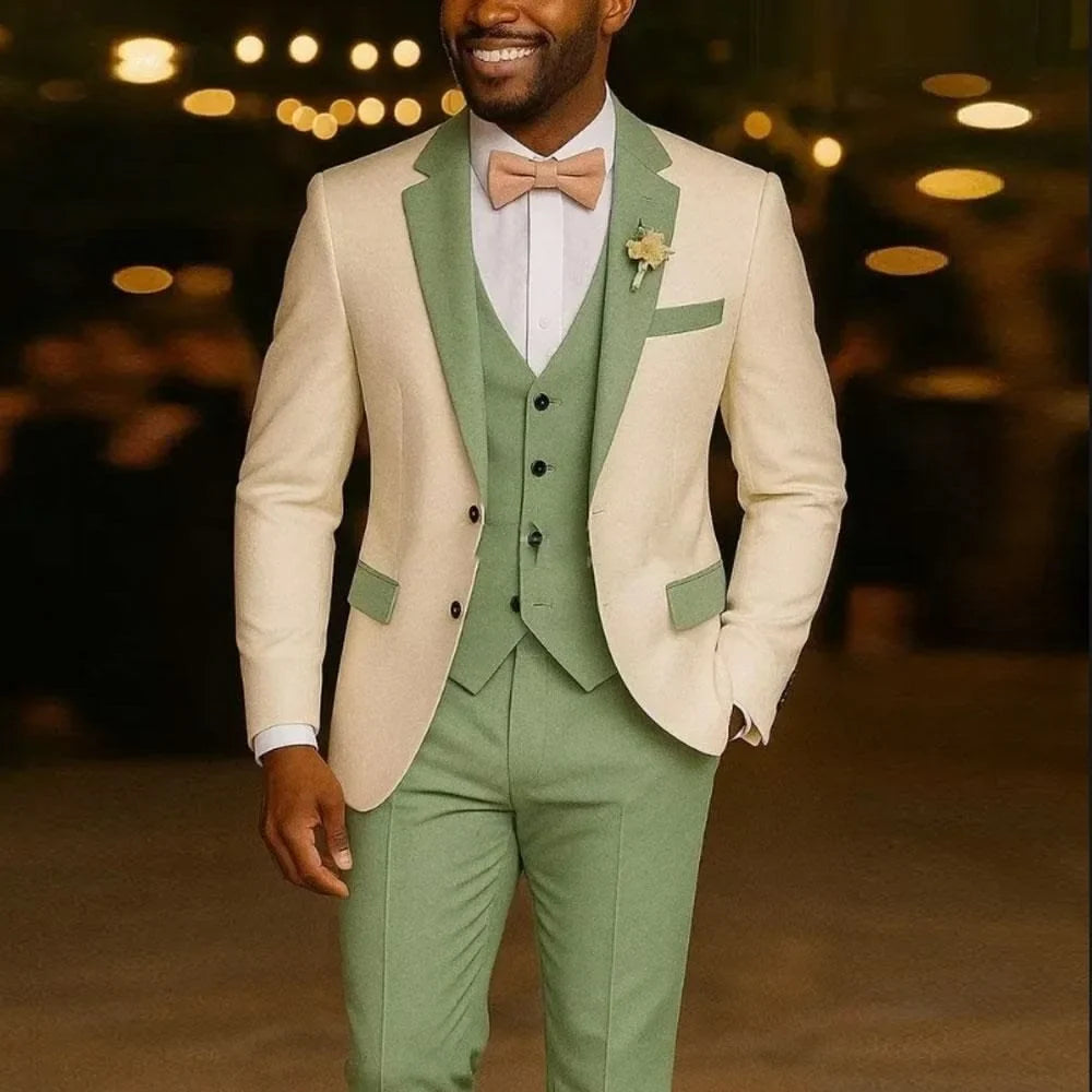 Slim Fit Wedding Suits for Men Sage Green Groom Tuxedo Formal Blazer Vest Pants Set for Prom Party Banquet wedding suits for men