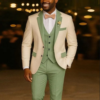 Slim Fit Wedding Suits for Men Sage Green Groom Tuxedo Formal Blazer Vest Pants Set for Prom Party Banquet wedding suits for men