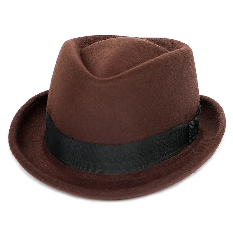 Classic Fedoras Men's Hat Fashion Autumn 2026 Solid Winter Short Sleeve Fedora Jazz Top Hats Women Black Gentleman Felt Cap
