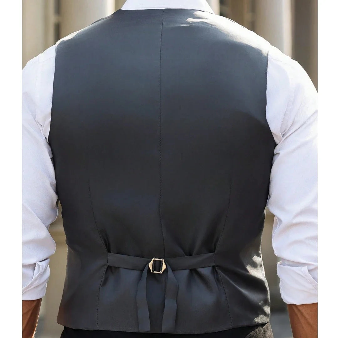 Men Vest Gray Herringbone Single Button With Lapel Waistcoat For Wedding Banquet Business Office Work Daily Casual Men Suit Vest