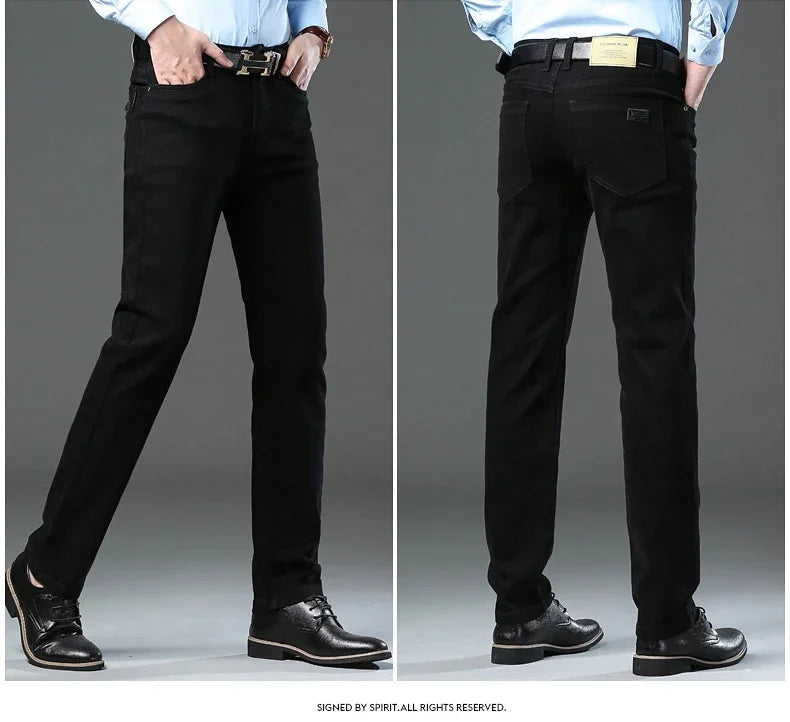2025 Spring Autumn New Men's Clothing Slim Jeans Fashion Brown Business Casual Stretch Denim Pants Male Brand Trousers 28-44