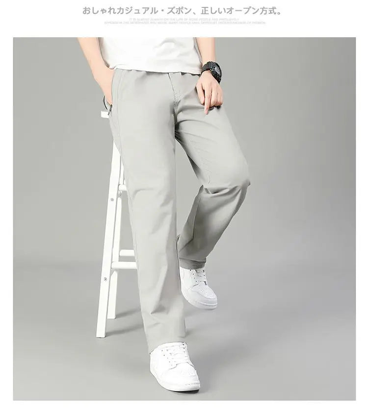 High Quality Men's Cargo Pants Elastic Waist Cotton Trousers Tacitcal Pants Spring Autumn Hiking Work Pants with Zip Pockets
