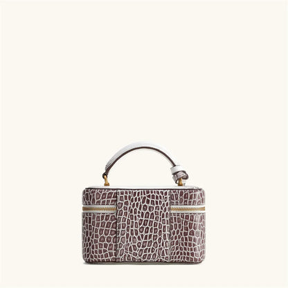 Women Shoulder Bag Crossbody Handbag Croc Embossed Small Square Box Purse French Vintage Messenger Bags Exquisite Ladies