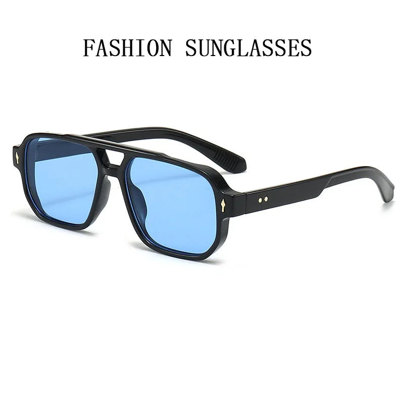 Square Sunglass Men Retro Vacation Yellow Sunglasses Women Trendy Vintage Fashion Glasses Luxury Gafas De Sol Hombre Zonnebril