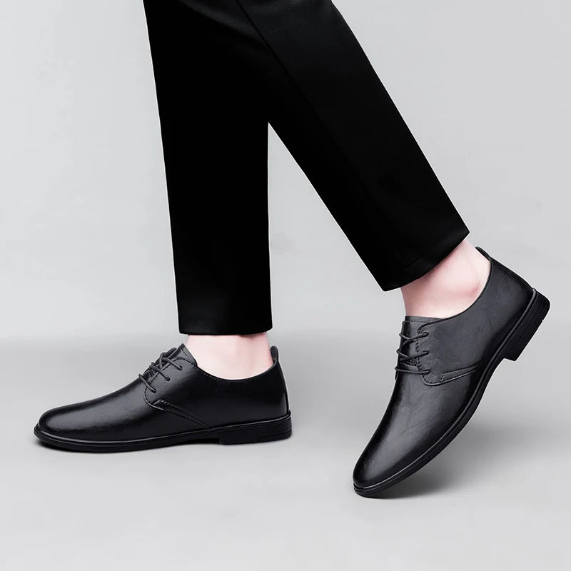 High Quality Handmade Casual Leather Business Shoes Mens Formal Oxford Office Shoes Fashion Lace-up Casual Flat Designer Shoes