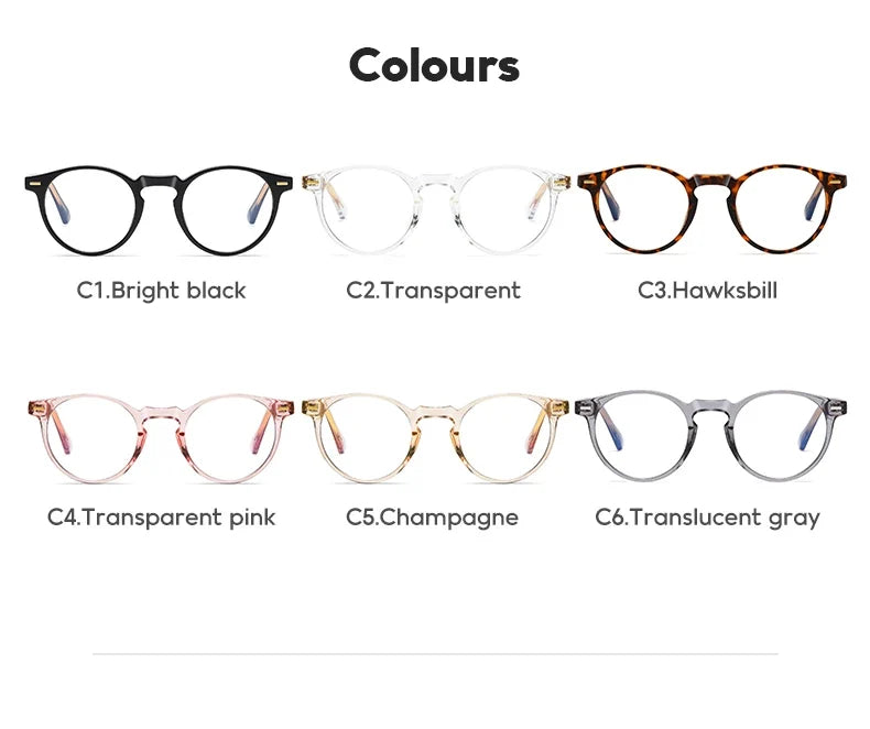Round Blue Light Reading Glasses Women Eye Glasses Frame for Women Retro Plastic Titanium Anti-Blue Light Computer Eyewear