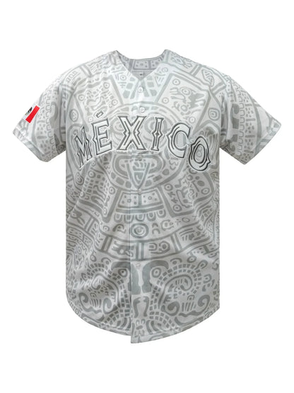 Men's Baseball Jersey Short Sleeve with "MEXICO" Embroidery Breathable Loose Fit for Casual Parties, Sports & Outdoor Activities