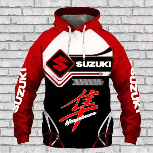 The new Suzuki men's hoodie is a casual and fashionable outdoor sports and motorcycle sportswear for autumn and winter