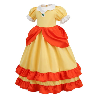 Daisy Girls Princess Dress Cartoon Movie Cosplay Costume Summer Kids Orange Party Outfits 2-10 Years Halloween Fancy Clothes