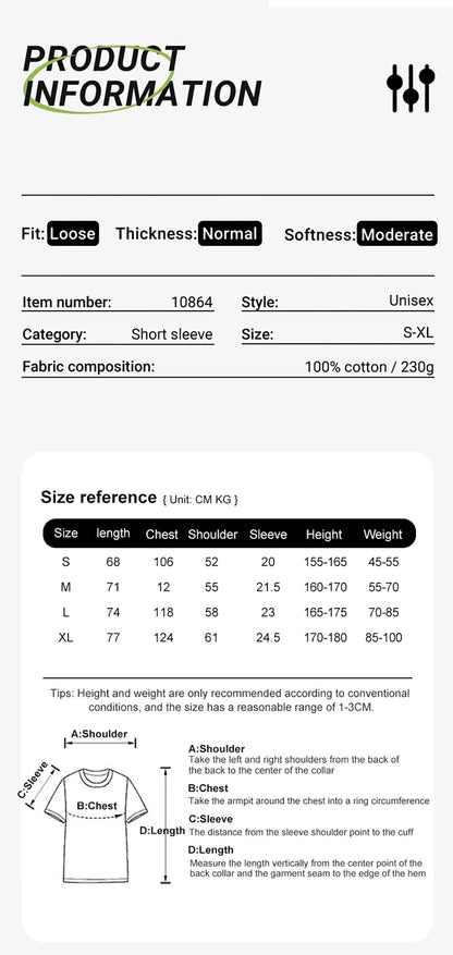 Men Women Cartoon T-Shirt Vintage Summer Harajuku Kawaii Cat Print Short Sleeve Tees Couple Streetwear Loose Clothes Cotton Tops