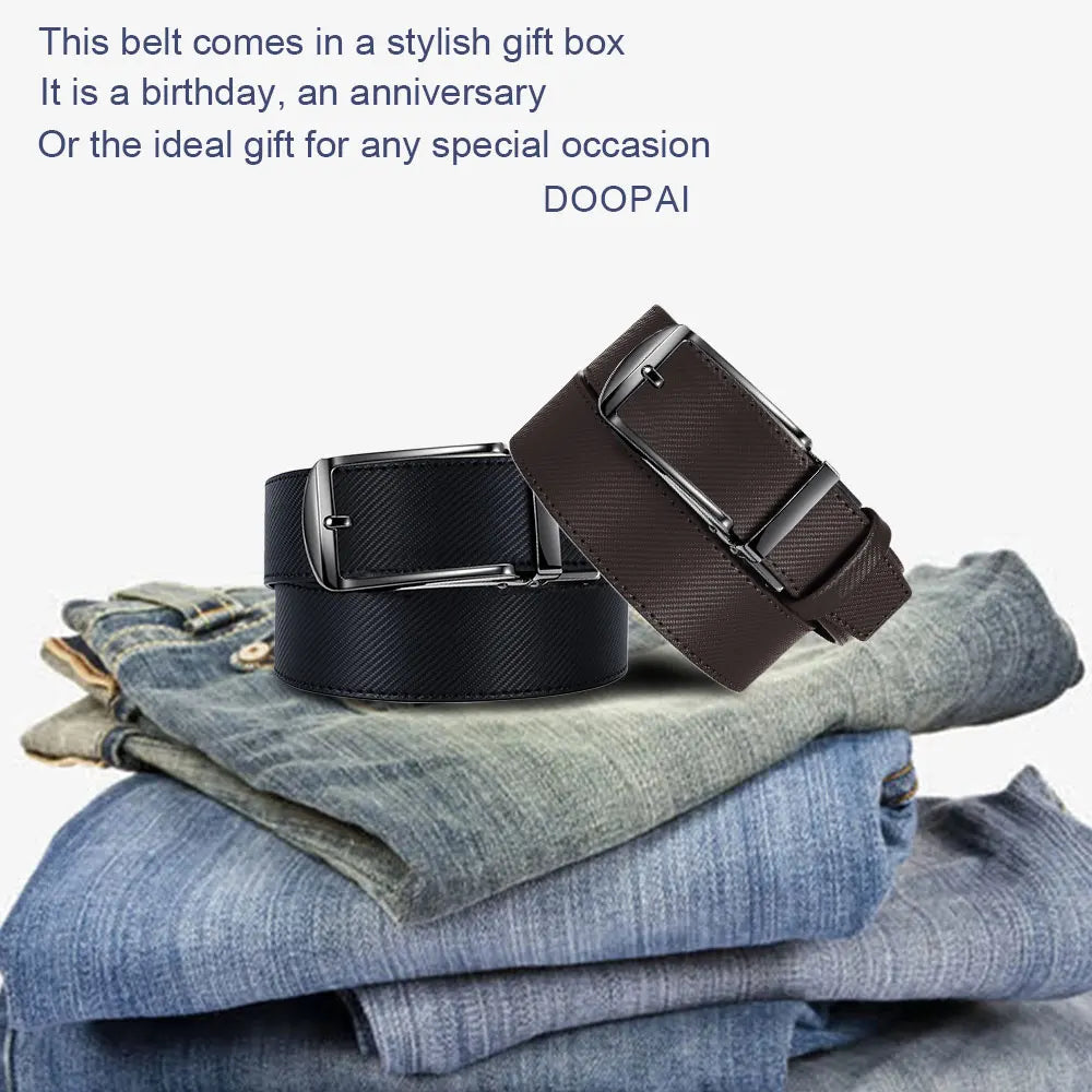 Mens Belt Genuine Leather Luxury Belt Metal Automatic Alloy Buckle Fashion Ratchet Belts for Men Cowhide High Quality Belt