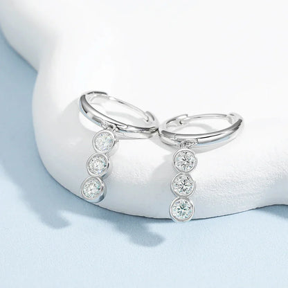 New In Real 0.6CT 3mm Full Moissanite Diamond Drop Earrings for Women S925 Silver Long Tassel Dangle Earring Fine Jewelry