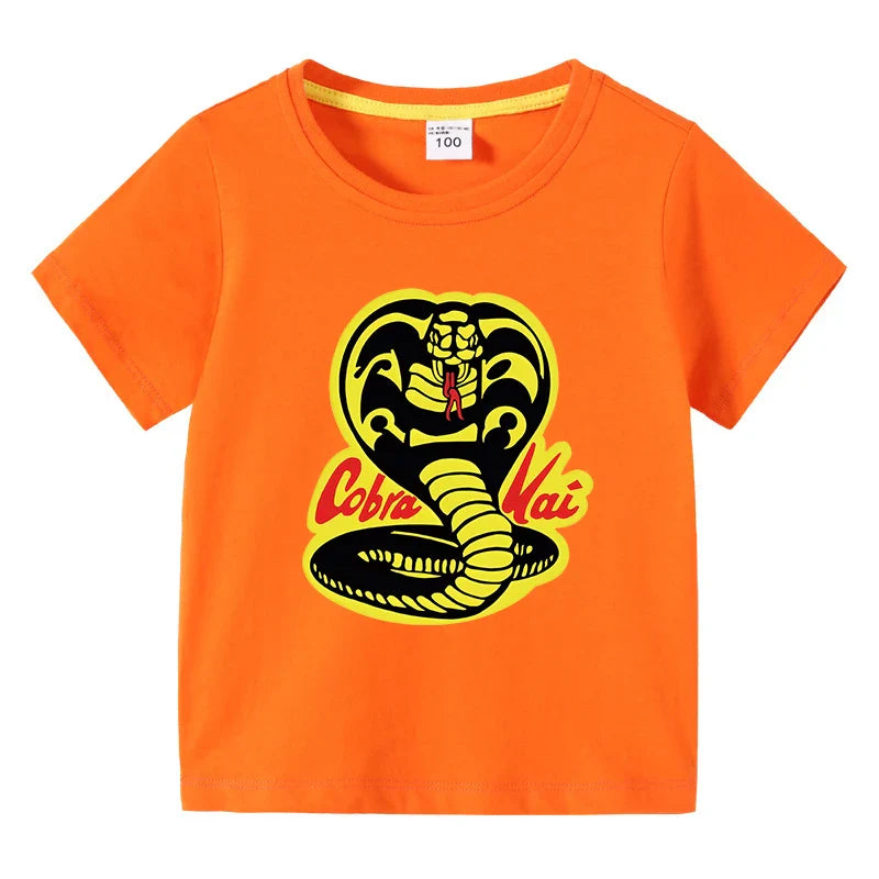 Cobra Kai Printed Summer Chlidren' T-shirt Boys Girls O-Neck Short Sleeve Tees Kids Pure Cotton Clothing Baby Boys Gift