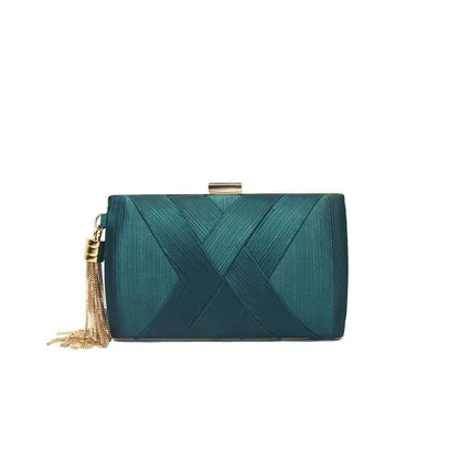 Silky Satin Tassel Banquet Bag, Women Elegant Chain Evening Clutch, Cheongsam Fashion Handbag
