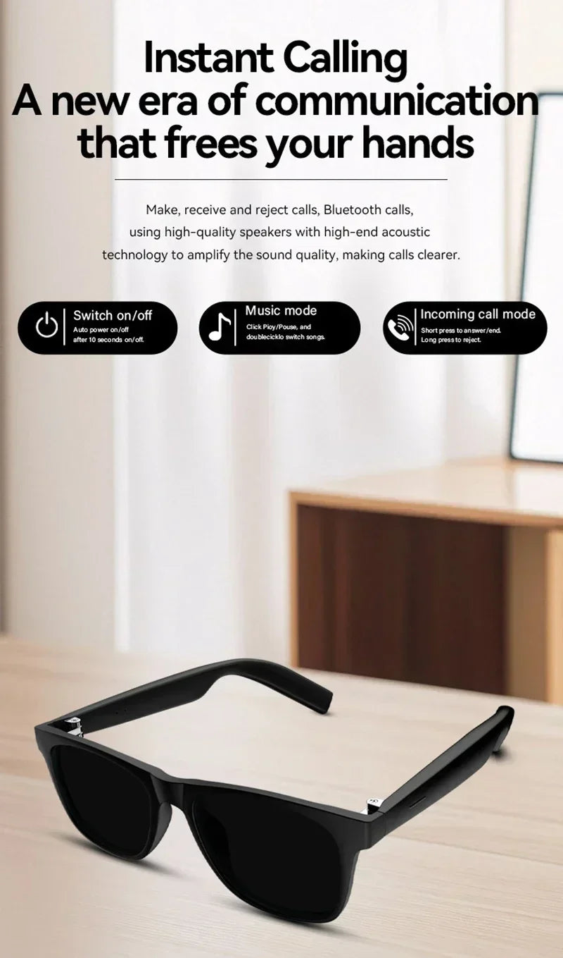 2027 Bluetooth AI Smart Glasses 1600w Pixel Camera Photo Recording Control Touch Translator Voice Assistant Sunglasses