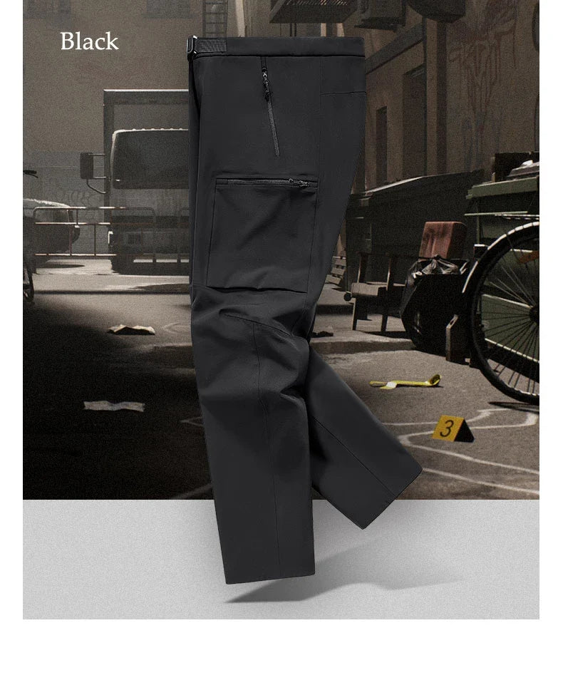 Autumn Hiking Pant Men Waterproof Soft Shell Pant High Elastic Outdoor Cycling Fishing Trousers Multi Pocket Windproof Trousers