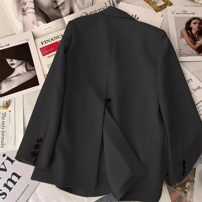 Korean Temperament Slim Blazers Women Spring Autumn Elegant Versatile Back Split Suit Jacket Single Breasted Loose Casual Coat