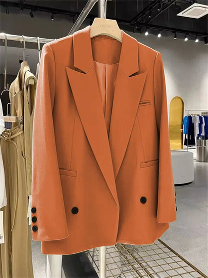 New Women Elegant Straight Suit Jacket Casual Office Lady Blazer High-end Clothes Spring Autumn Cardigan Jacket Female Outerwear