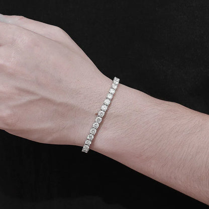 18k Plated 2-4mm Zircon/moissanite Tennis Bracelet for Women Man Full Diamond Original Real 925 Sterling Silver Jewelry