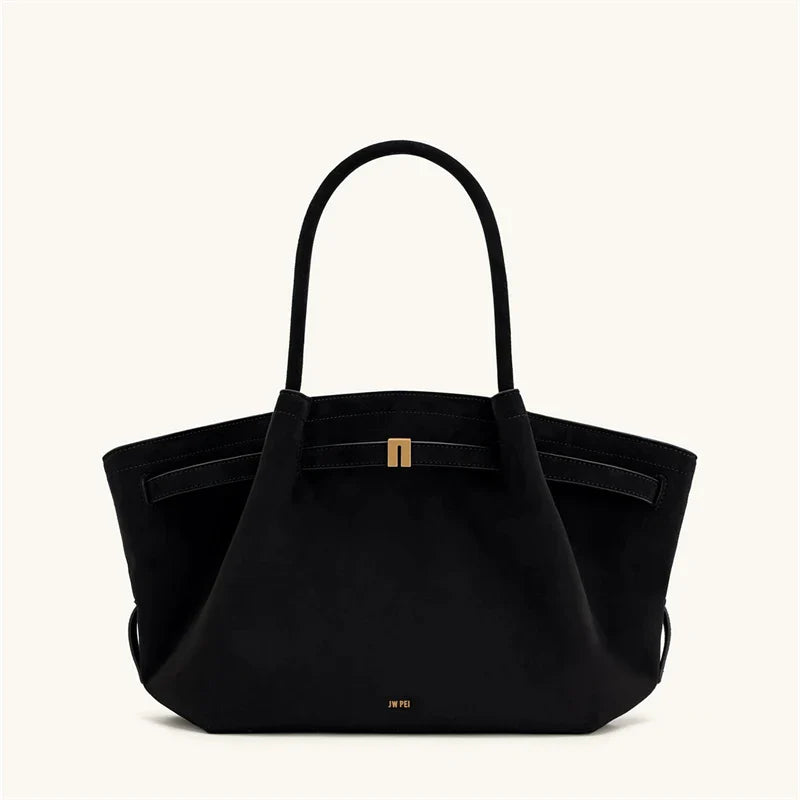 Women's High Quality Vintage Dumpling Bag Black Faux Suede, Vegan Leather Crossbody Shoulder Tote Handbag for Everyday