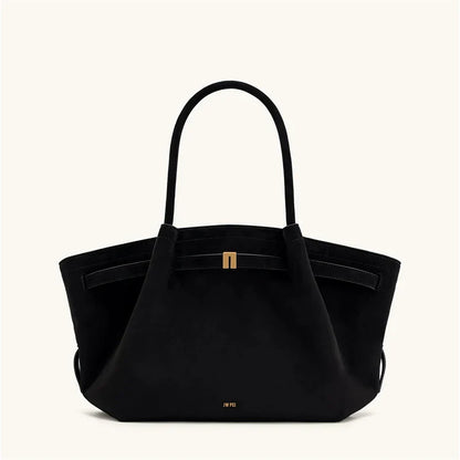 Women's High Quality Vintage Dumpling Bag Black Faux Suede, Vegan Leather Crossbody Shoulder Tote Handbag for Everyday